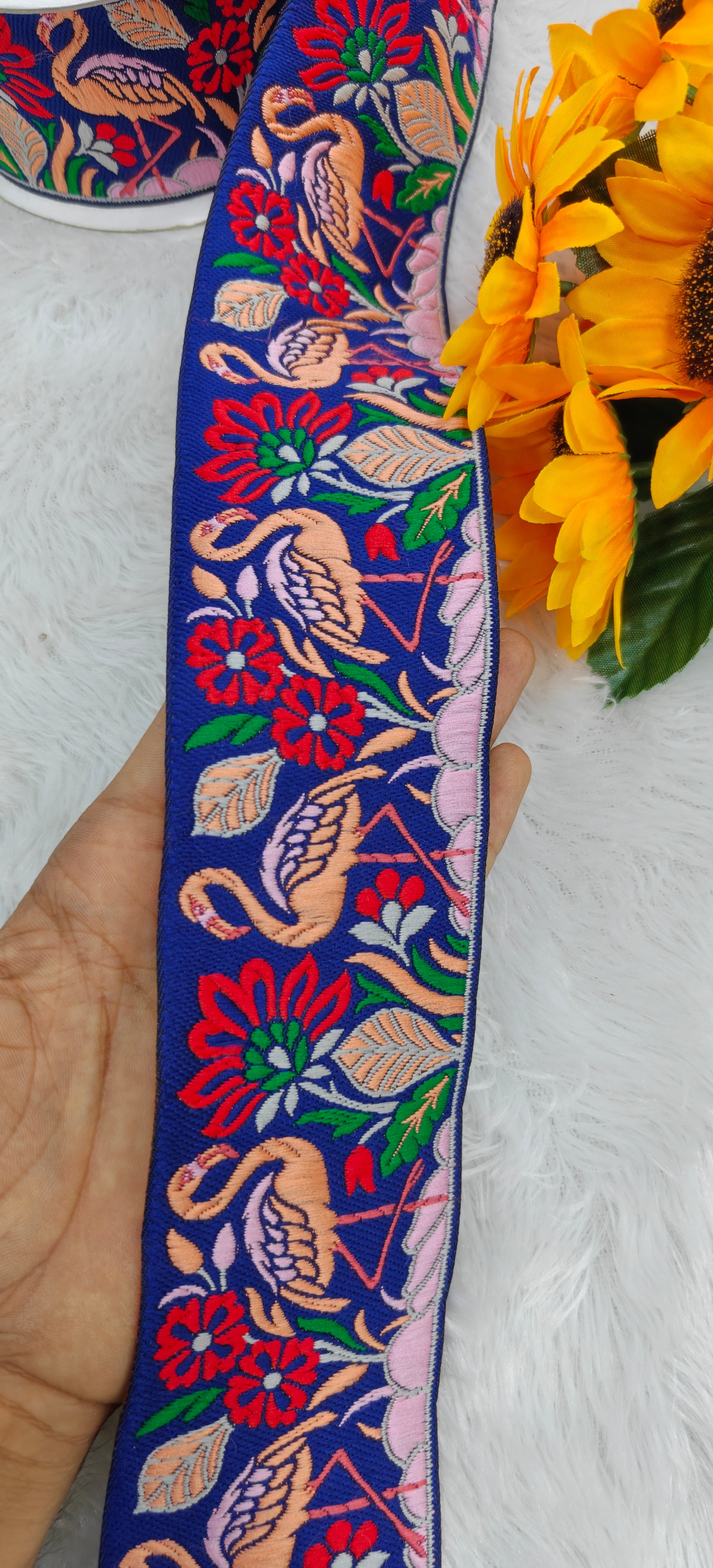 Swan Work Embroidery Lace