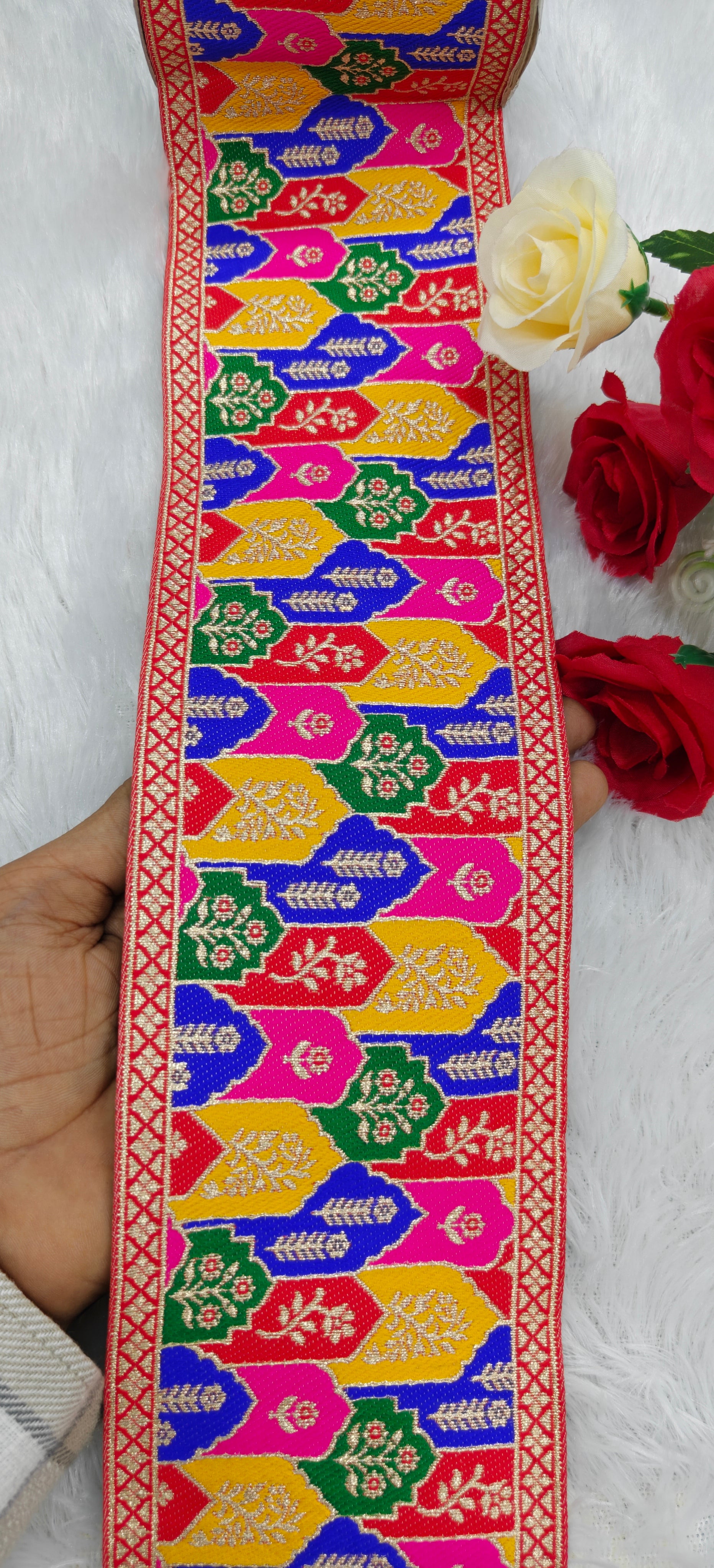 Royal Multi Colour Jacquard Border