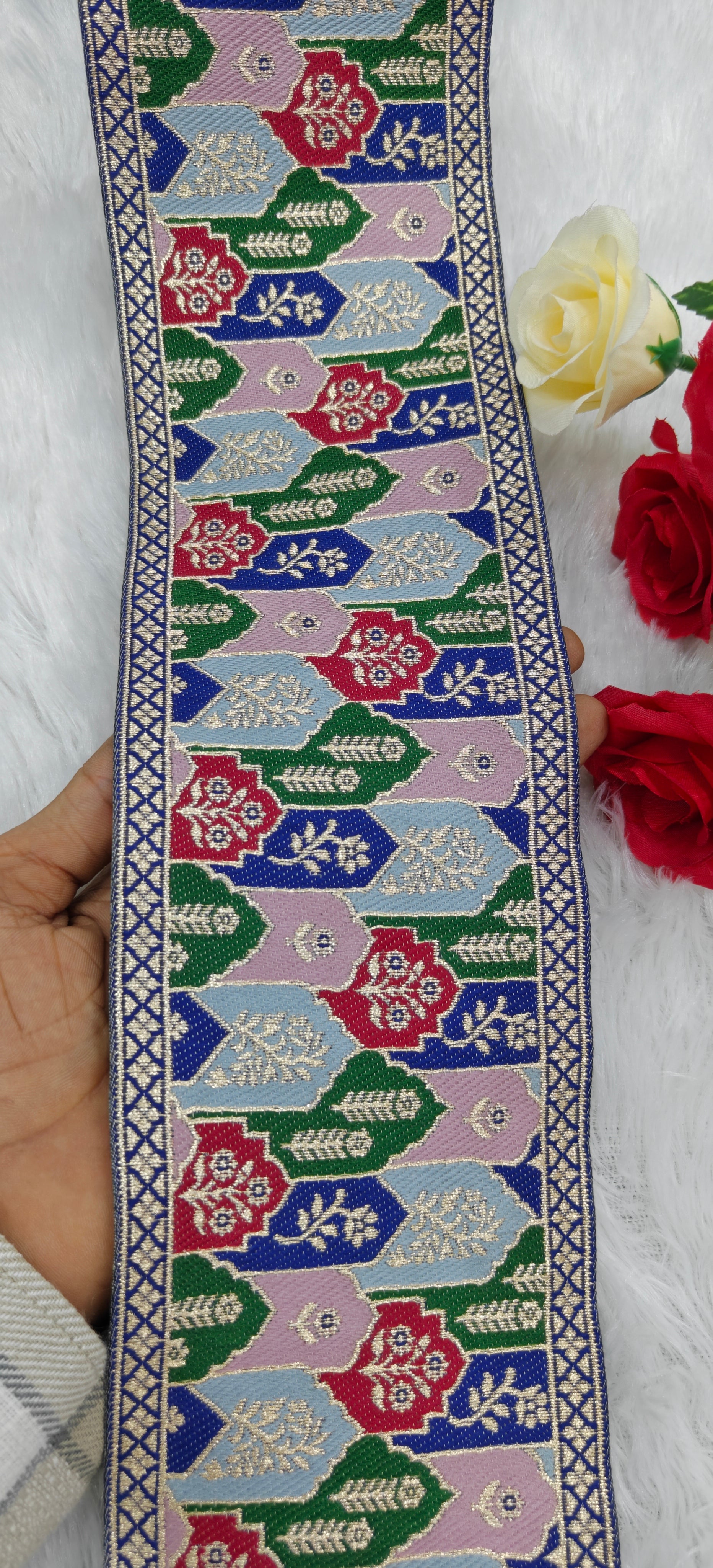 Royal Multi Colour Jacquard Border