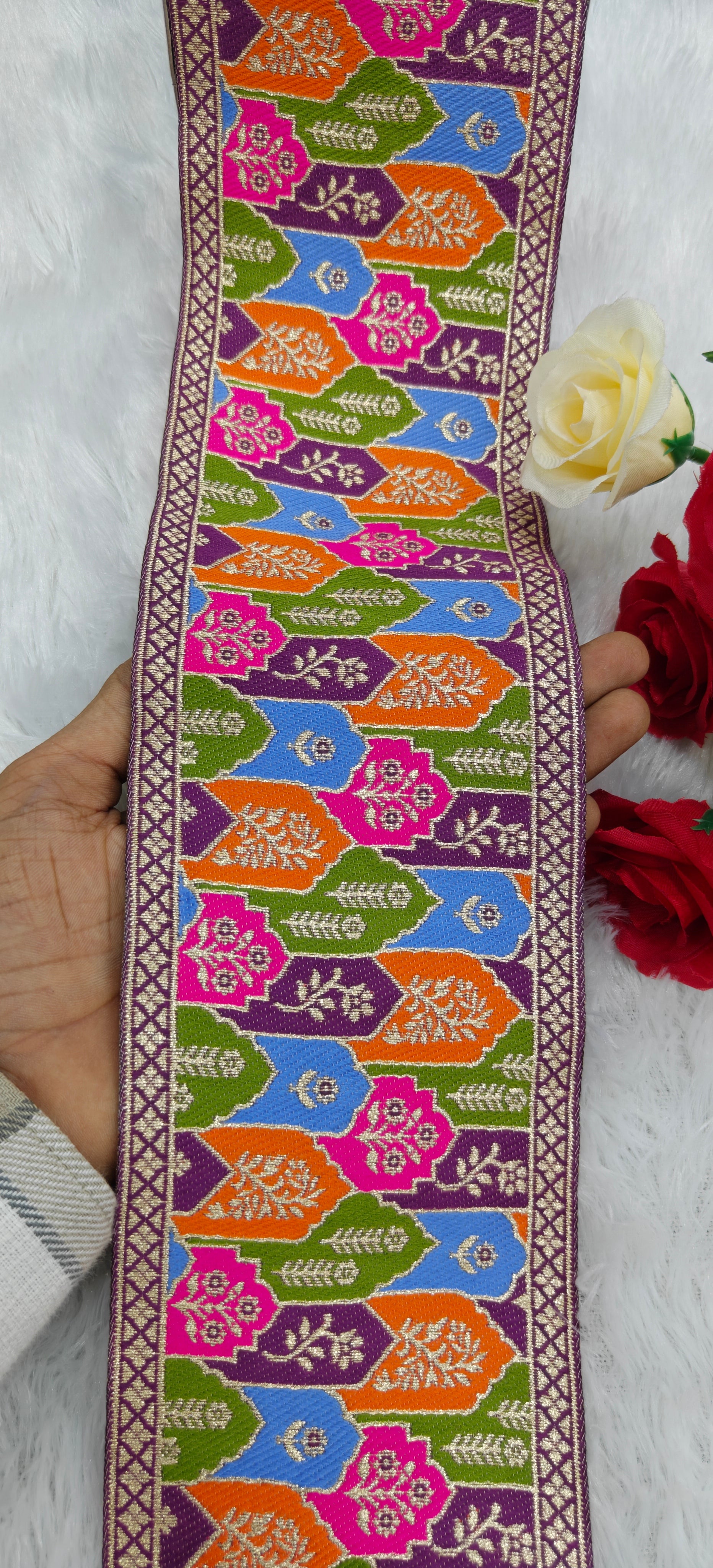 Royal Multi Colour Jacquard Border