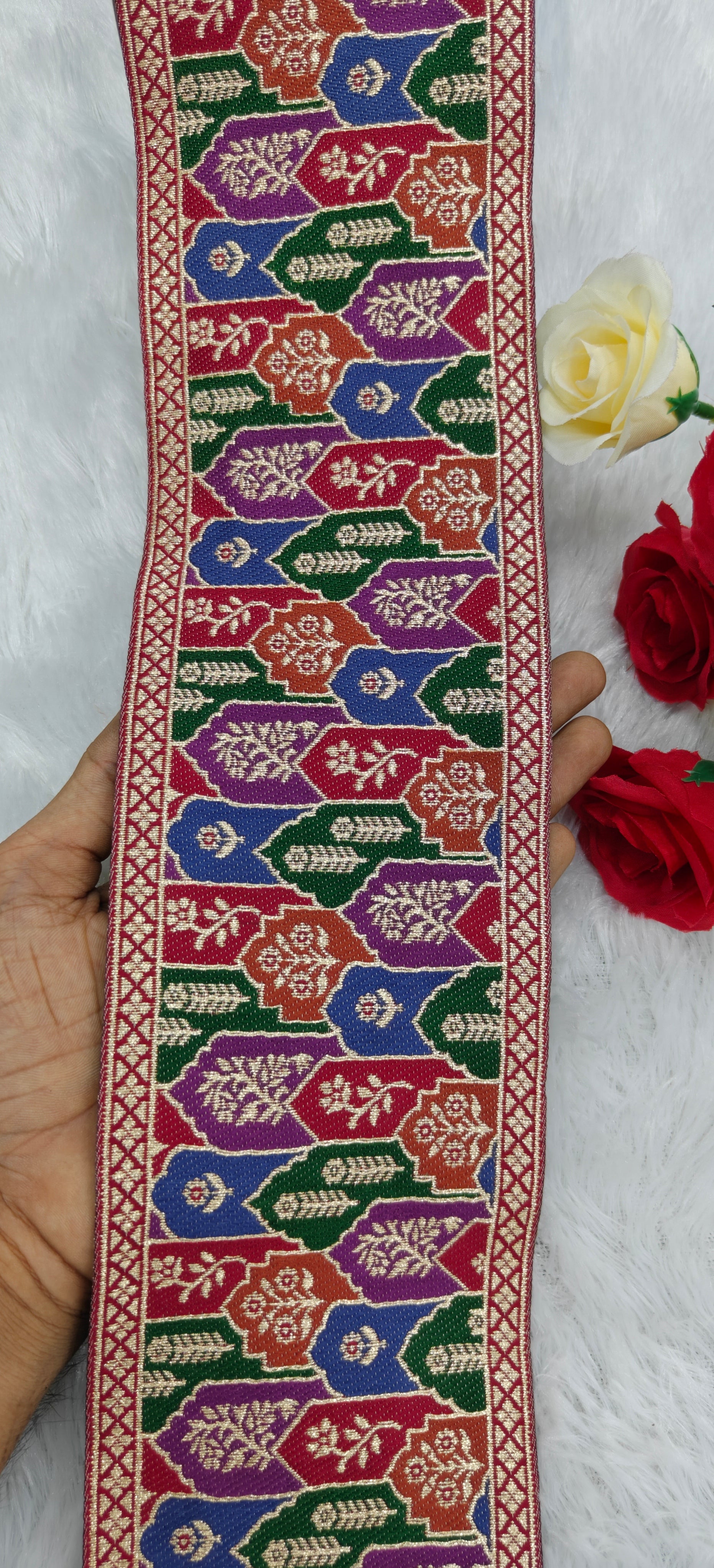Royal Multi Colour Jacquard Border