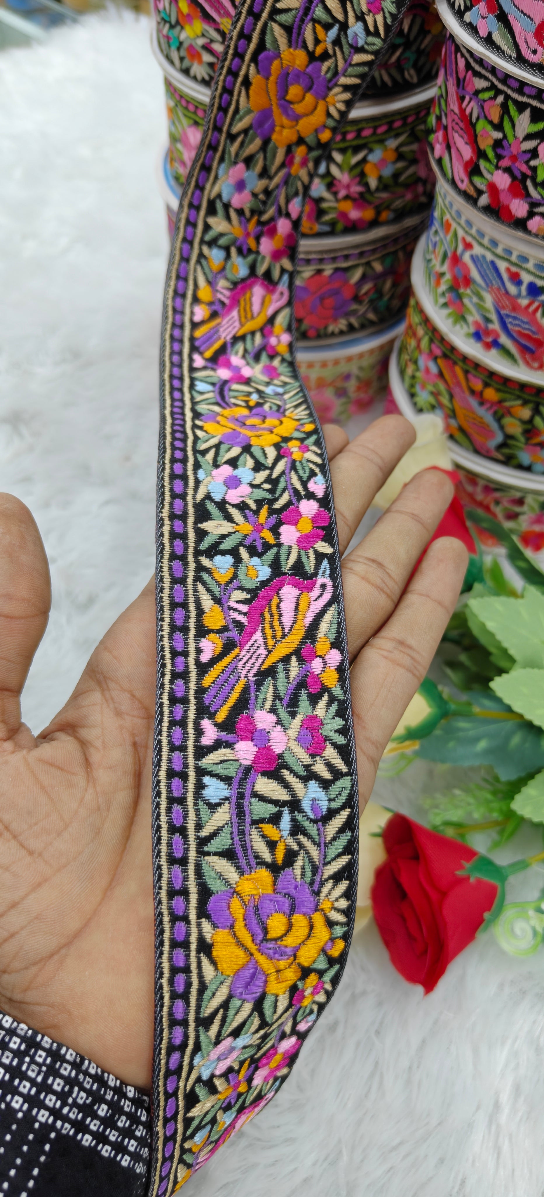 Bird & Floral Embroidered Premium Lace