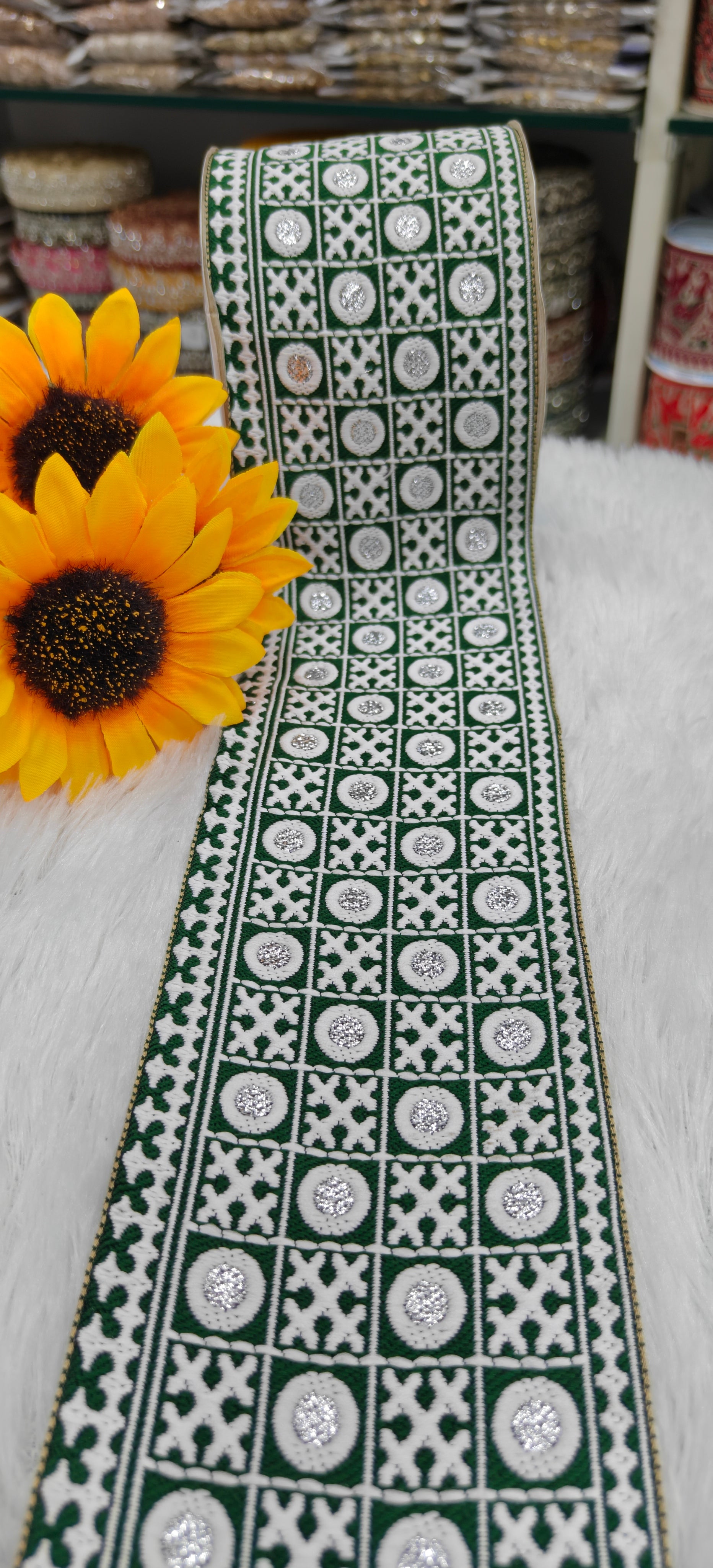 Geometric Zari Embroidered Lace
