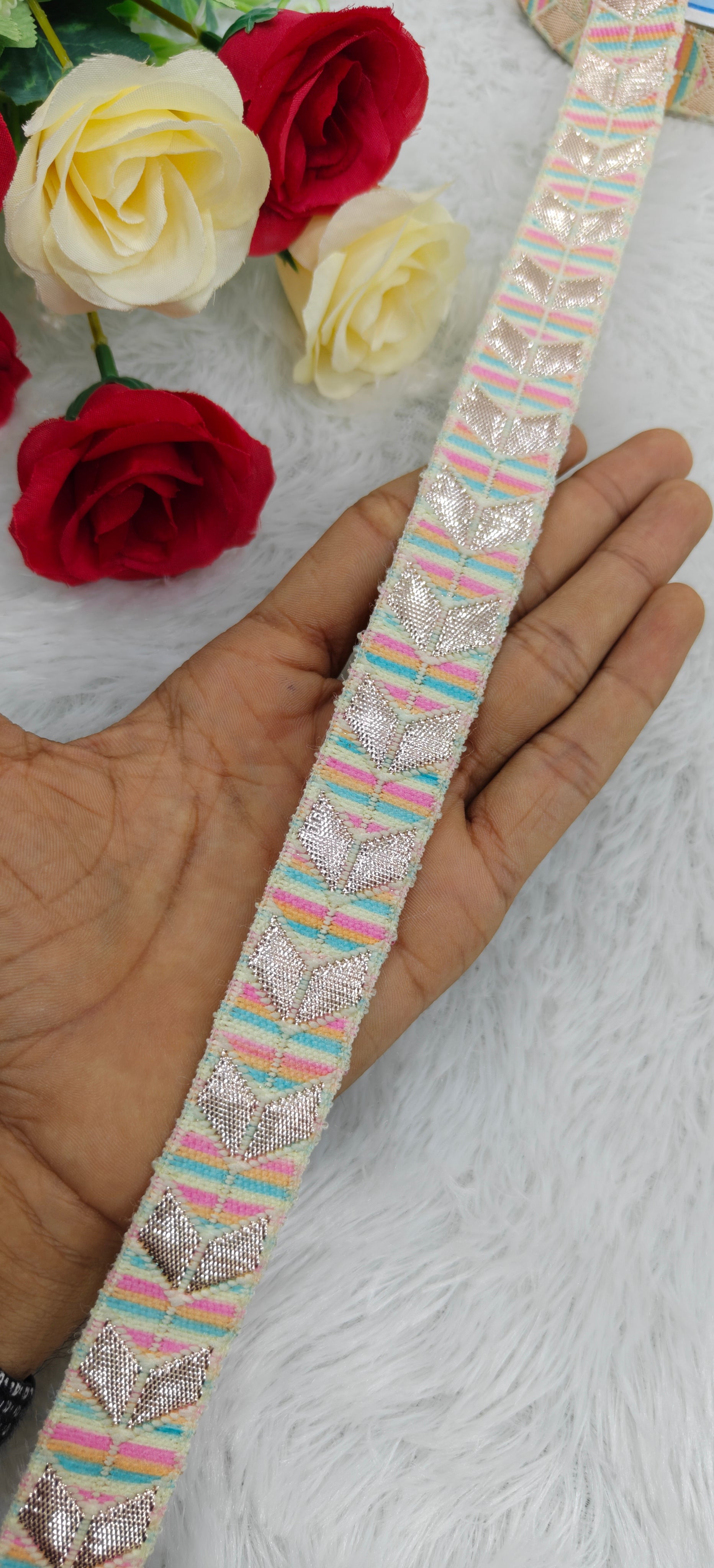 Arrow Pattern Jacquard Zari Lace