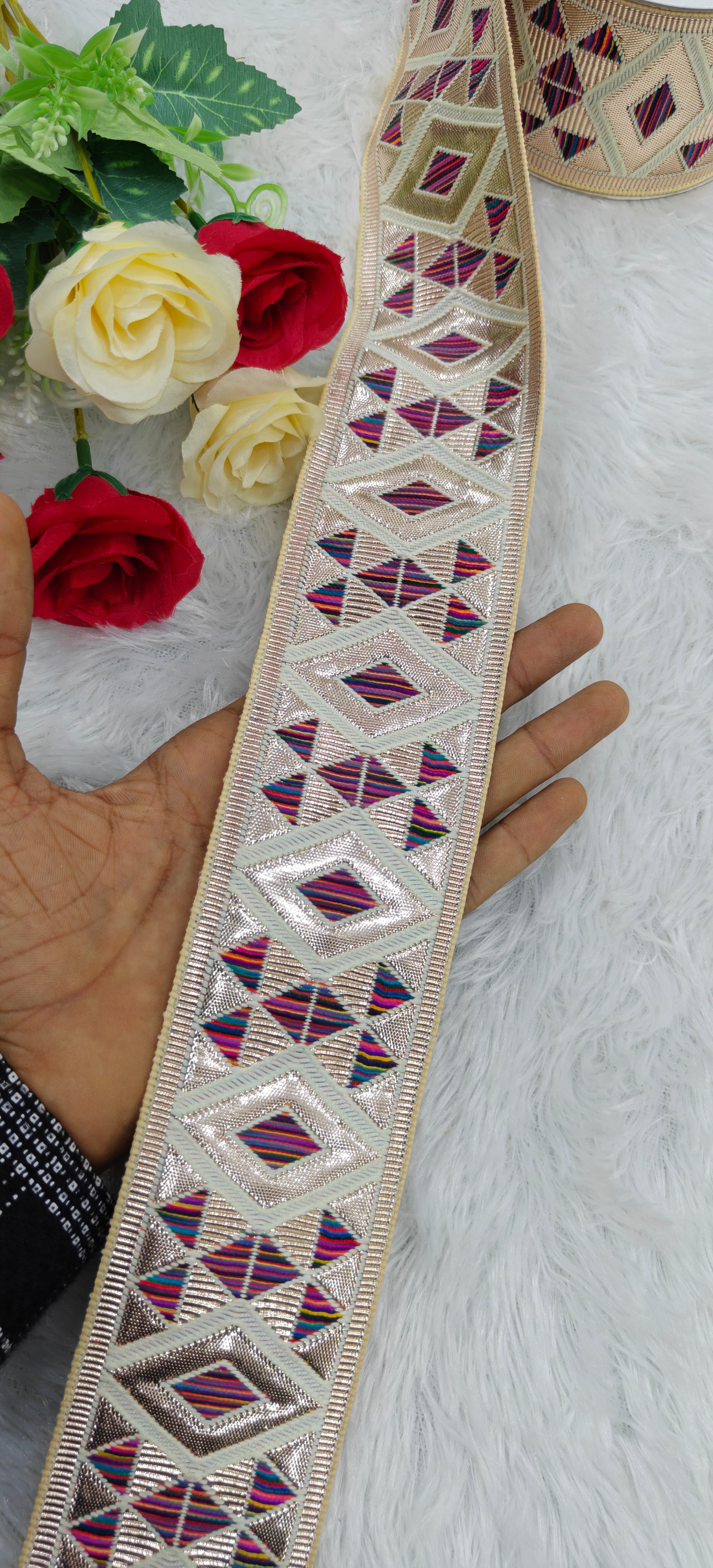 Diamond Mosaic Zari Lace