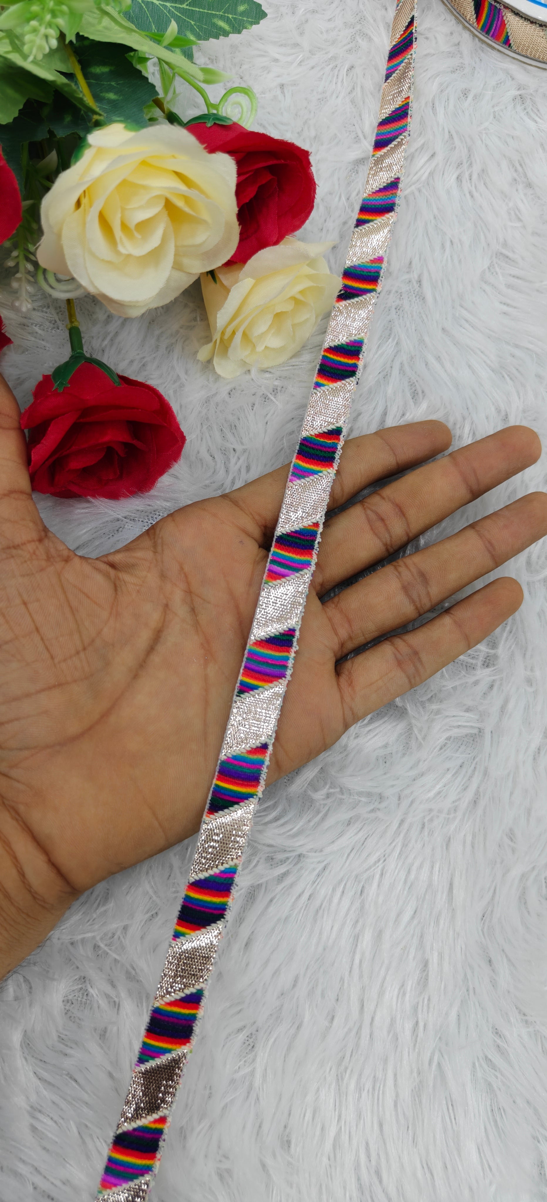 Diagonal Stripe Zari Lace