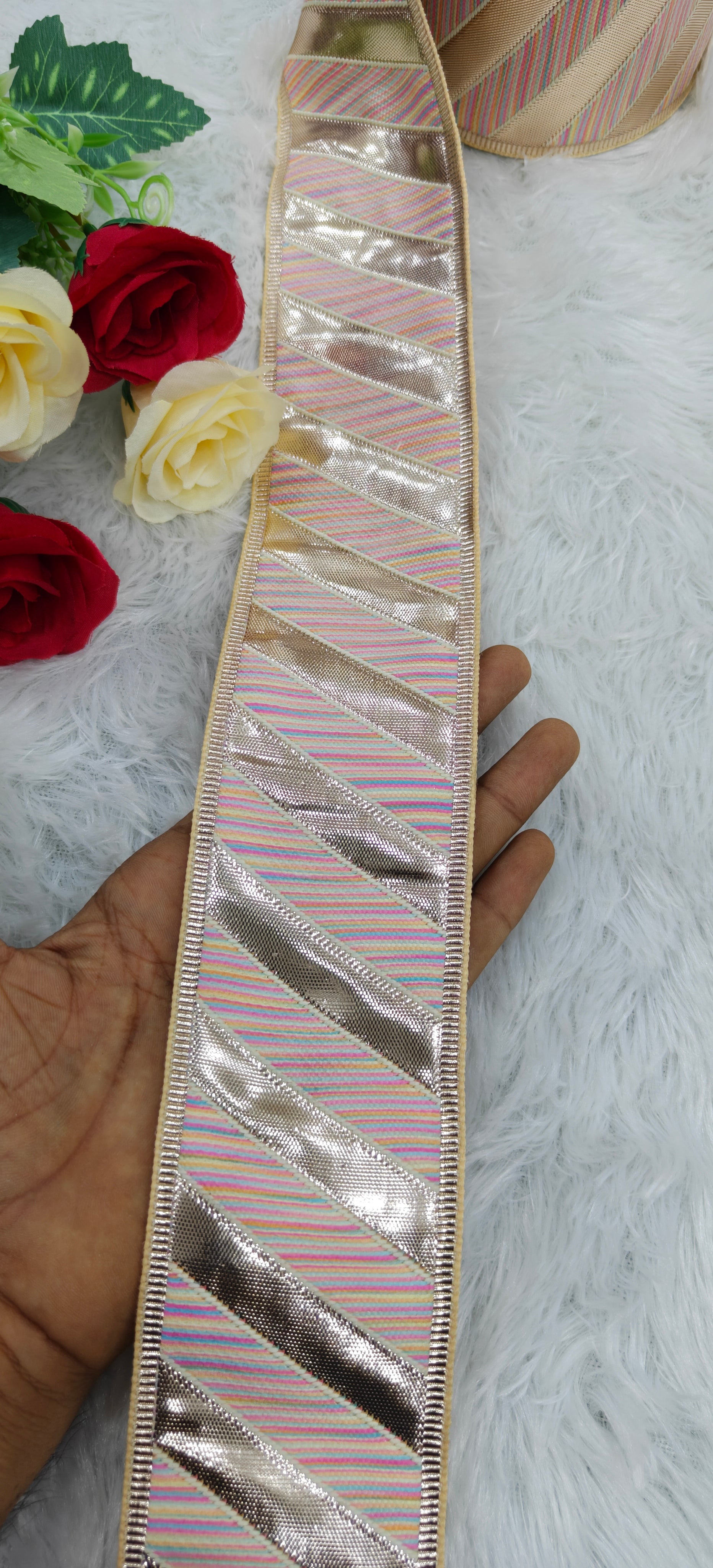 Diagonal Pattern Zari Lace