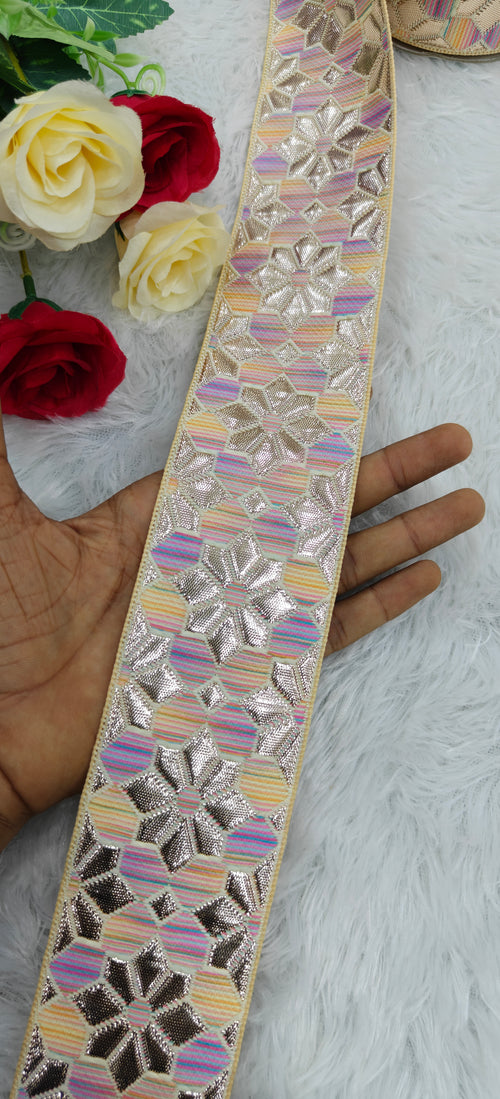 Floral Geometric Zari Lace