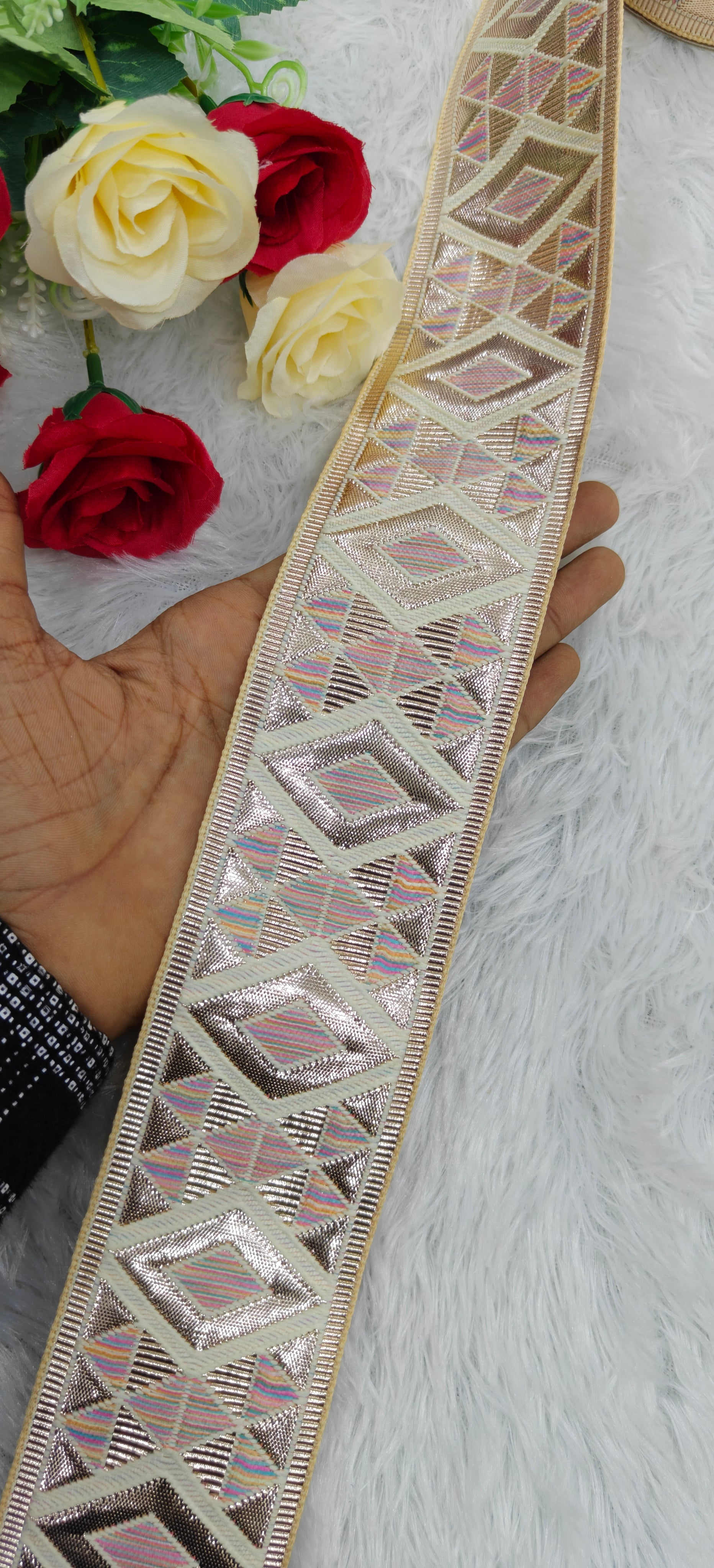 Diamond Mosaic Zari Lace