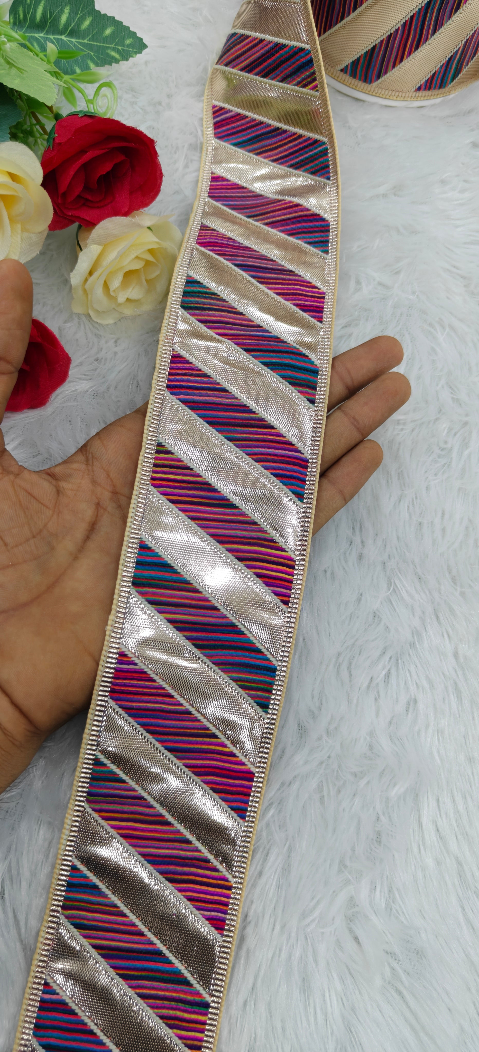 Diagonal Pattern Zari Lace