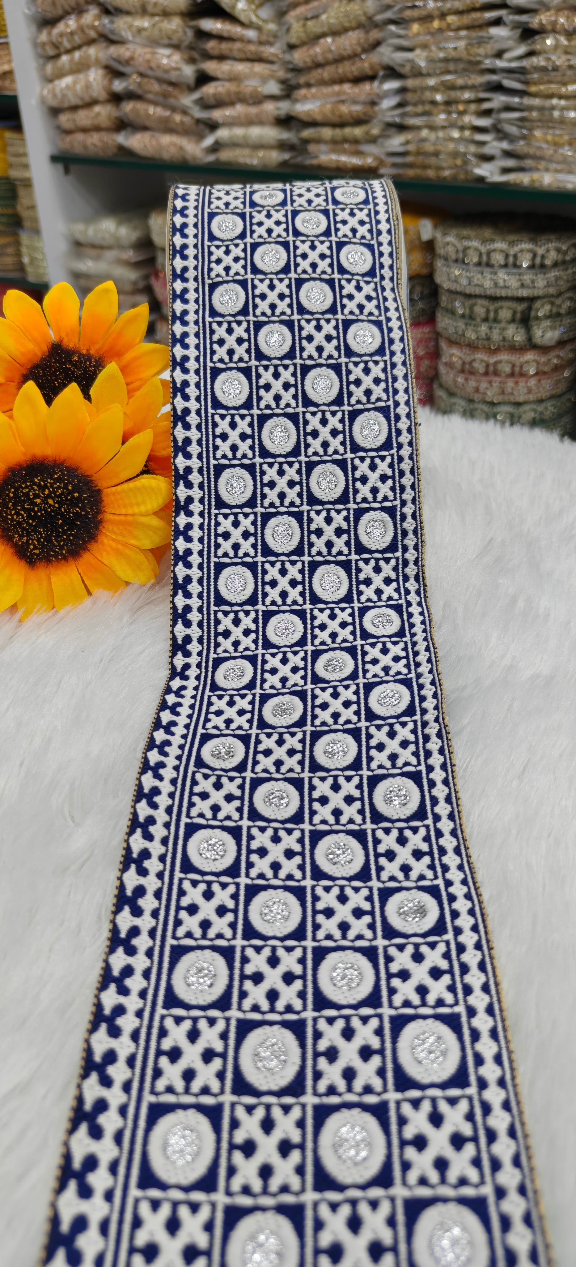 Geometric Zari Embroidered Lace