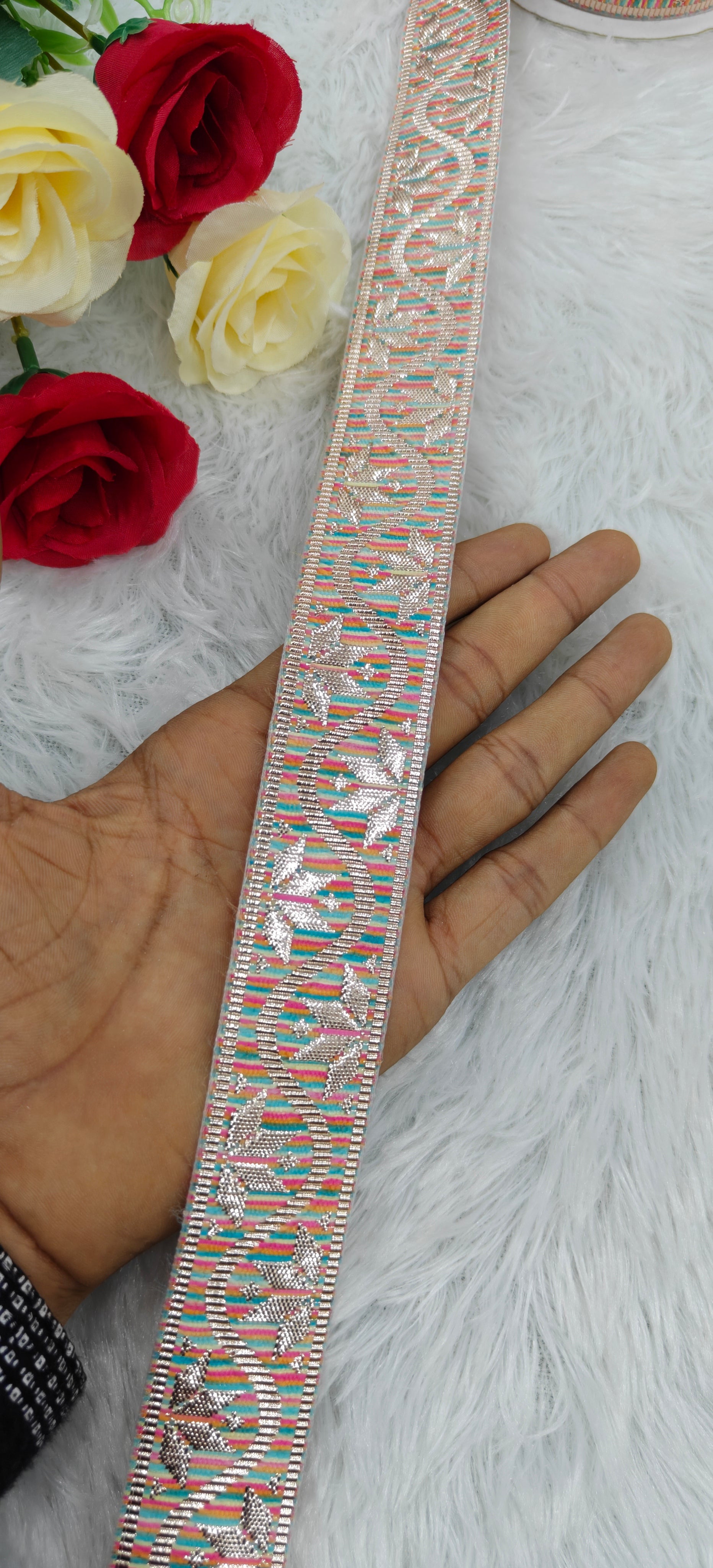 Floral Wave Jacquard Zari Lace