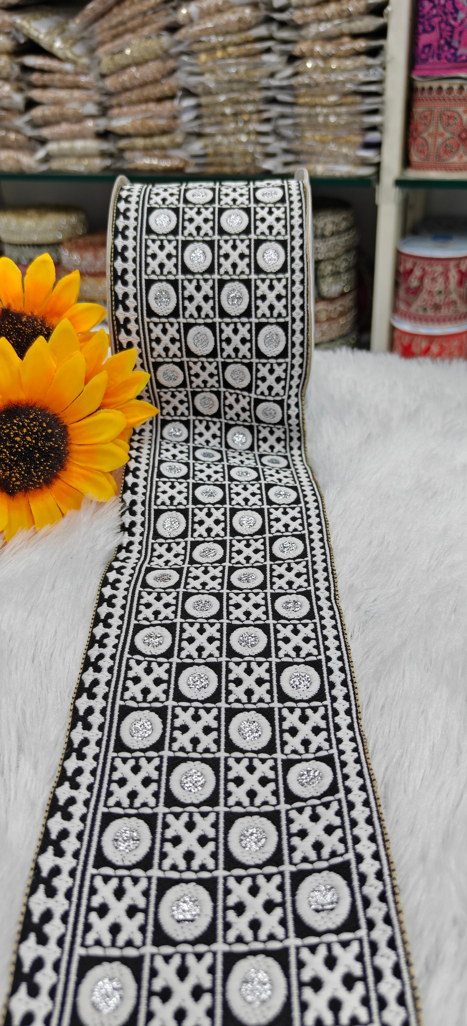 Geometric Zari Embroidered Lace