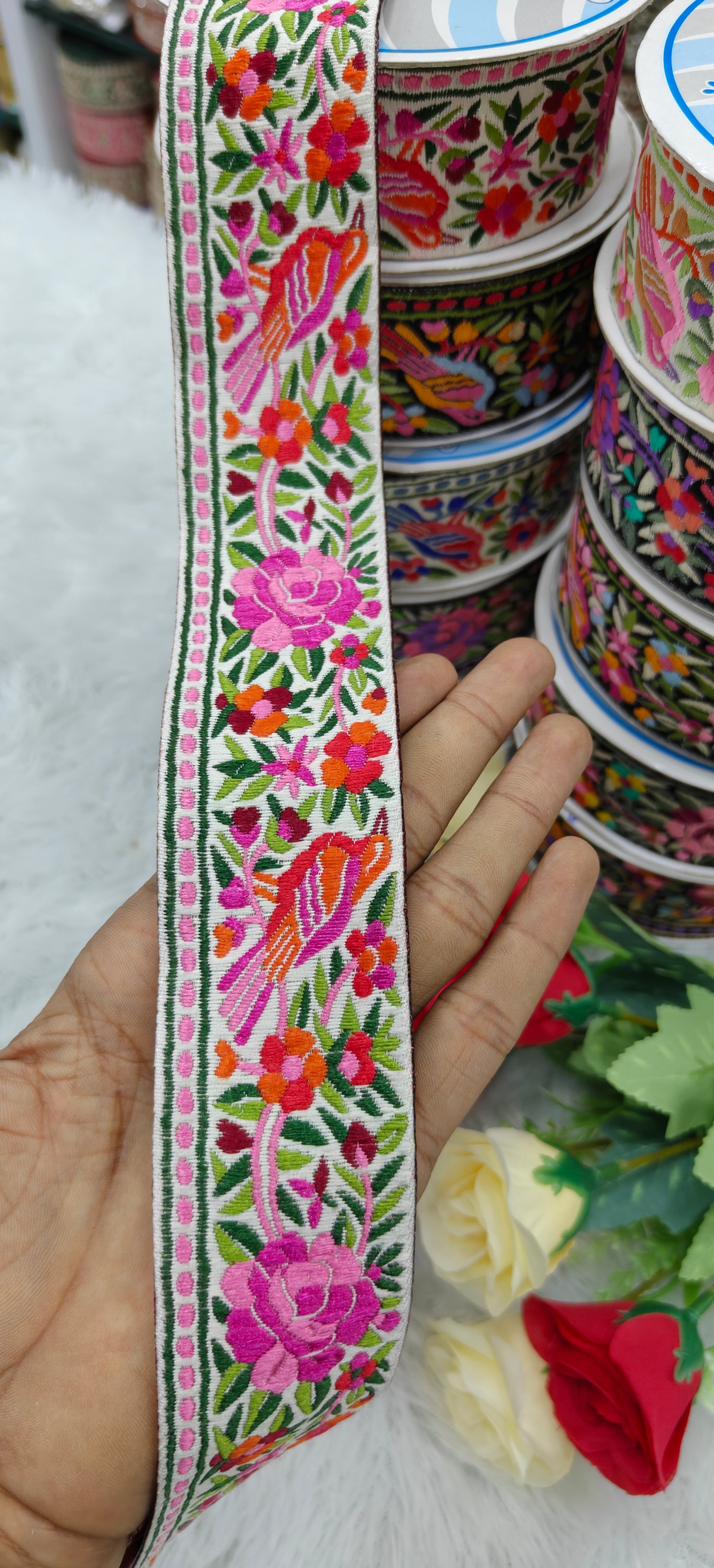 Bird & Floral Embroidered Premium Lace
