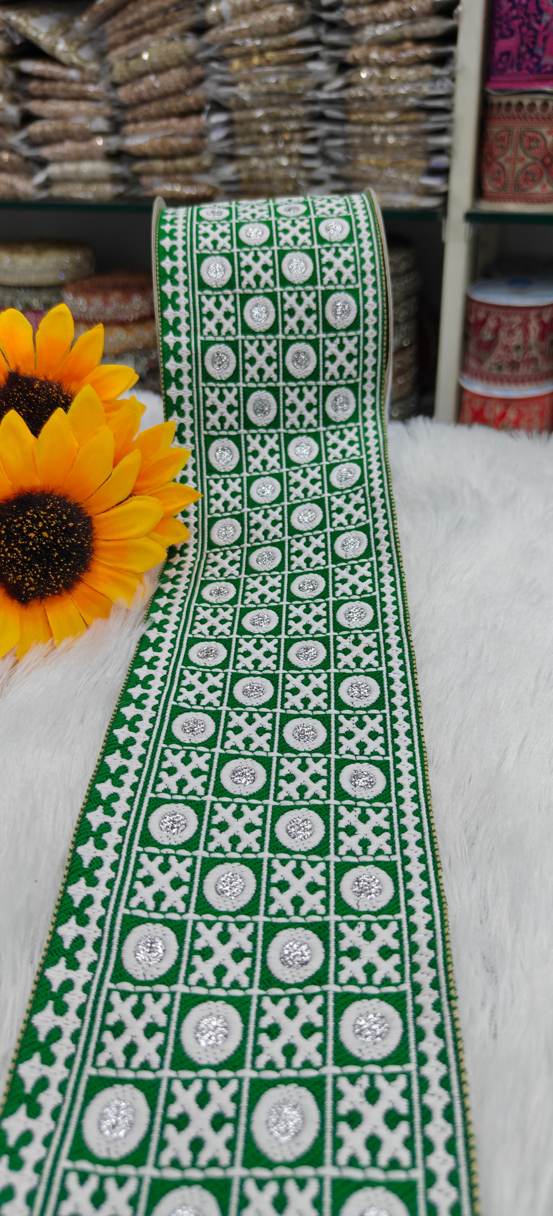 Geometric Zari Embroidered Lace