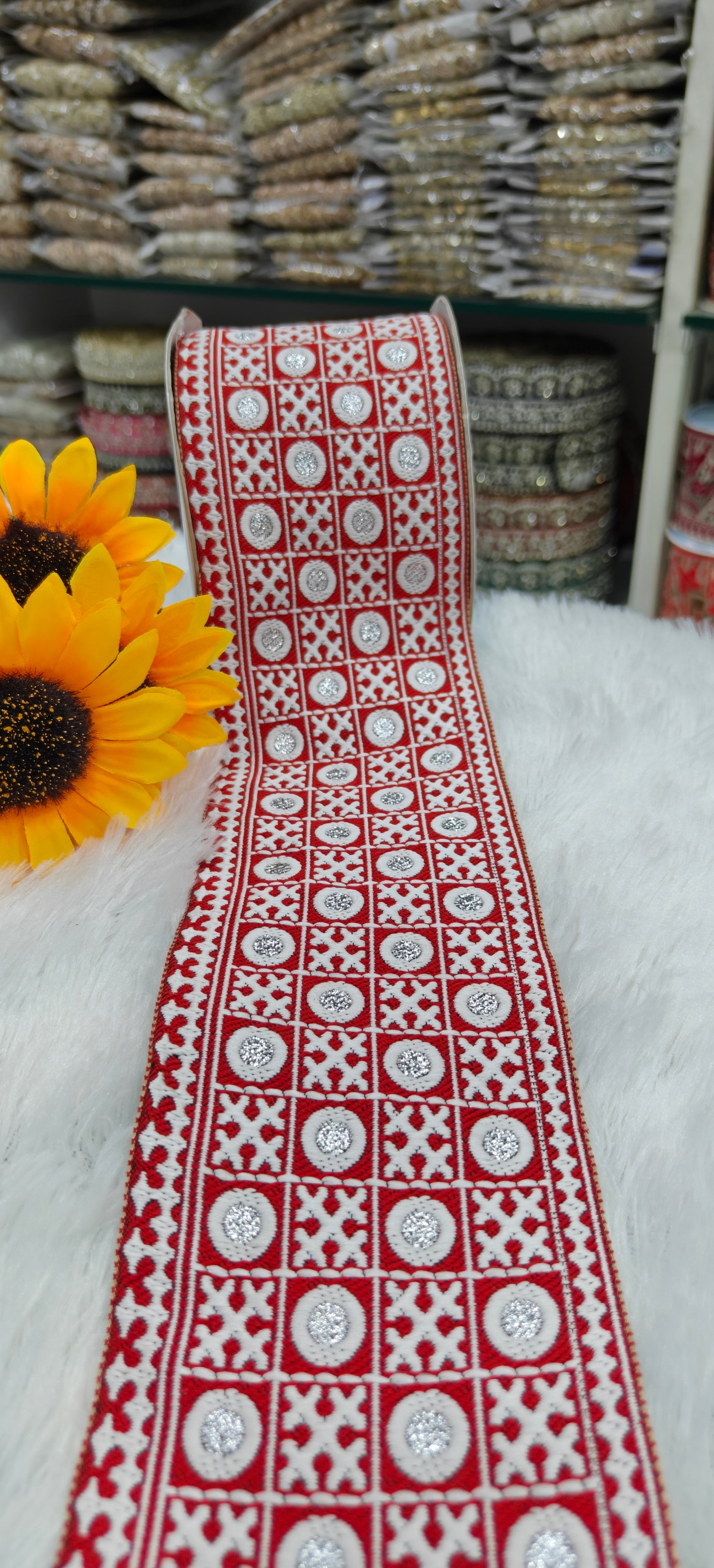 Geometric Zari Embroidered Lace
