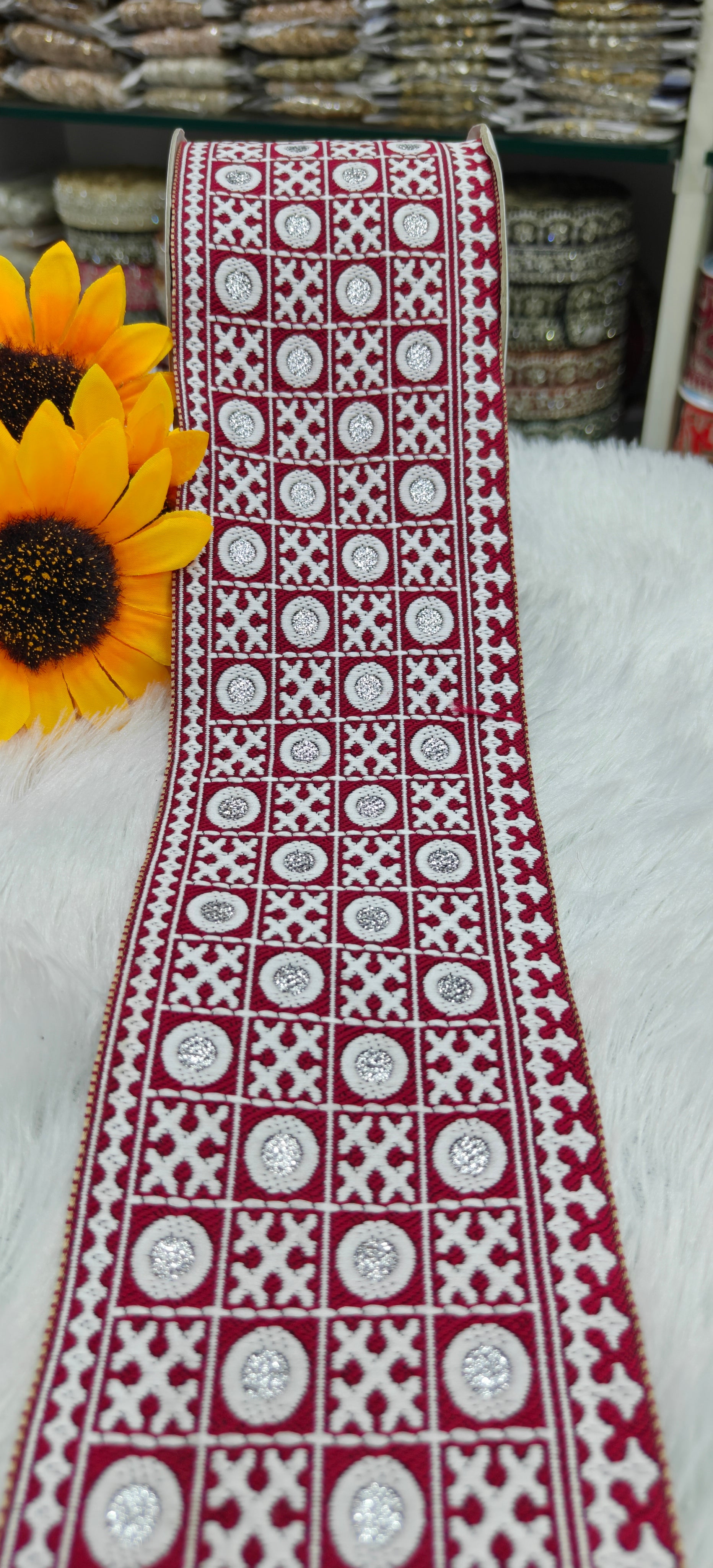 Geometric Zari Embroidered Lace