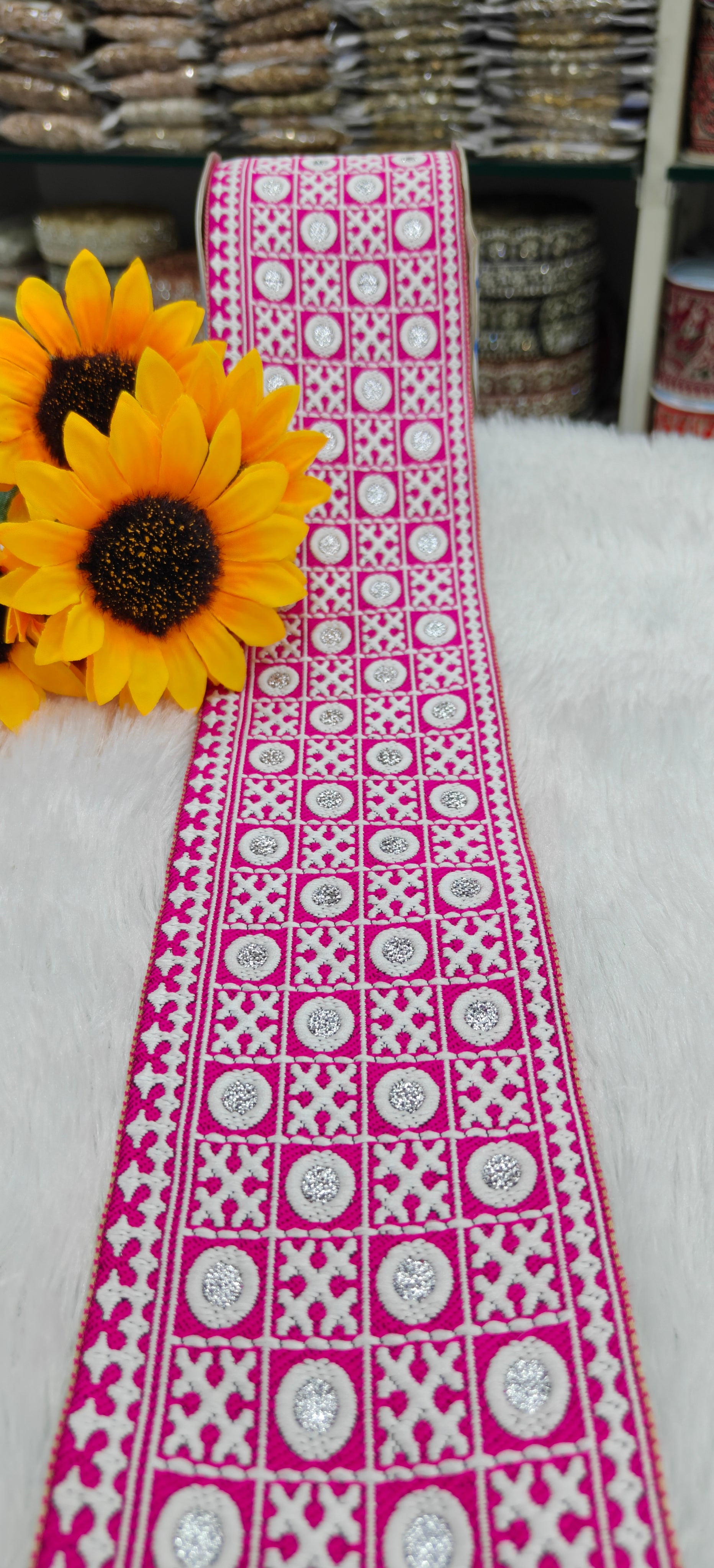 Geometric Zari Embroidered Lace