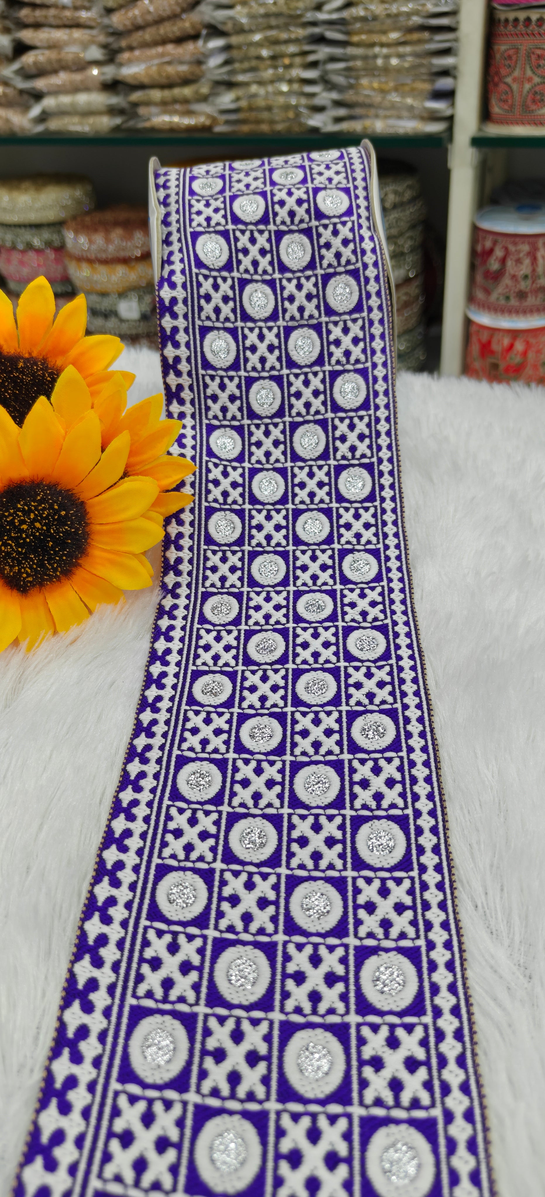 Geometric Zari Embroidered Lace