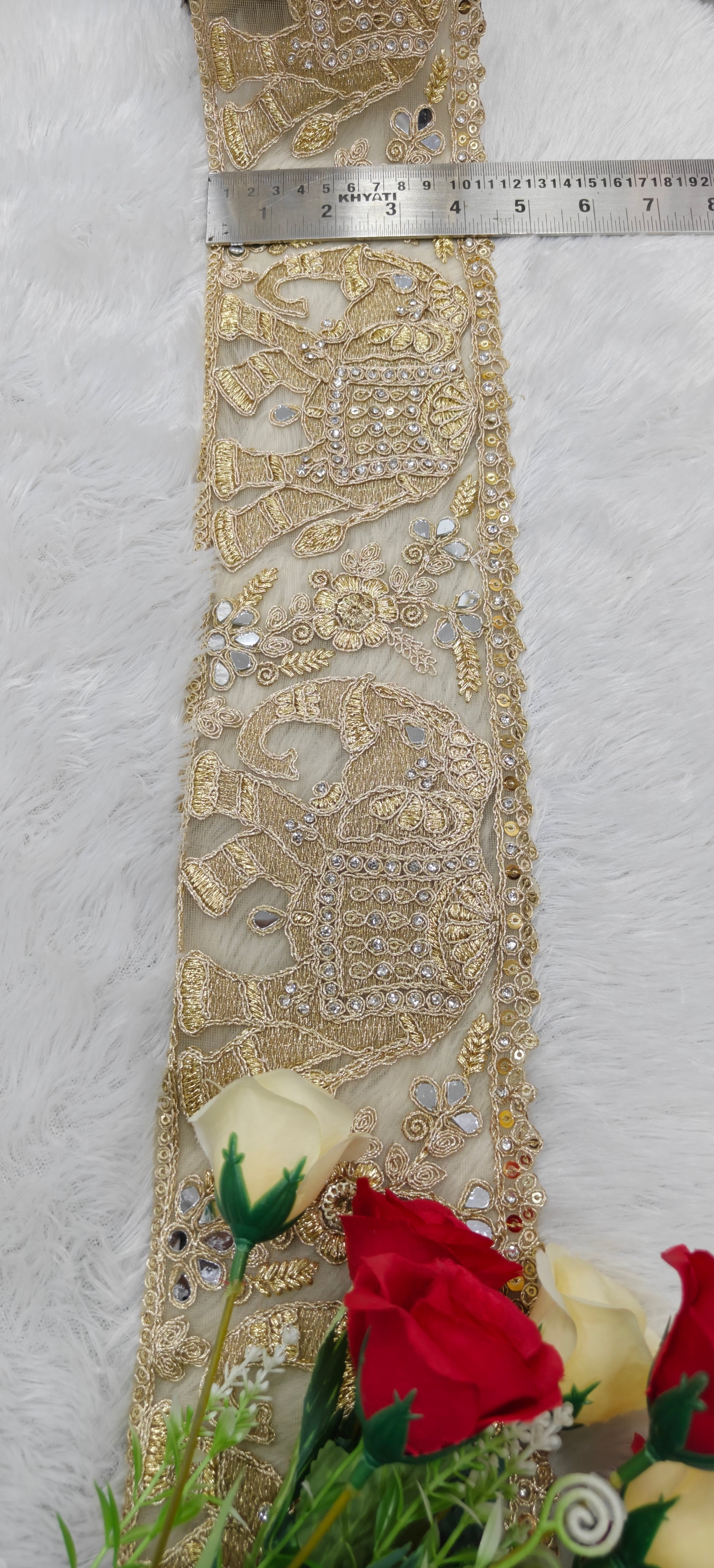 Royal Elephant Embroidered Lace