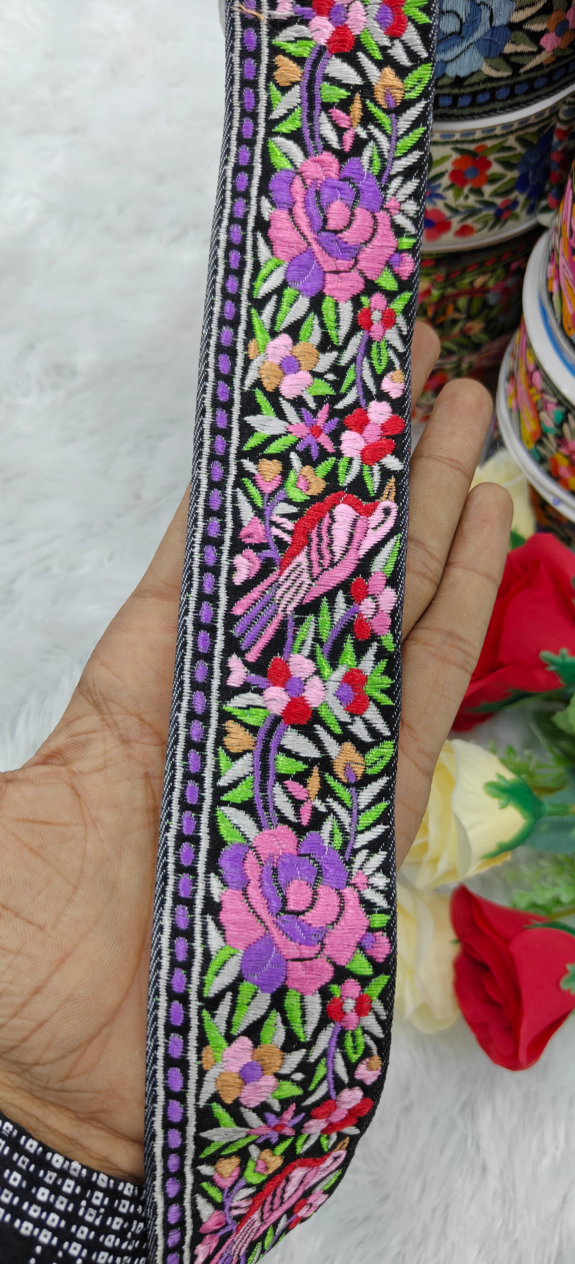 Bird & Floral Embroidered Premium Lace