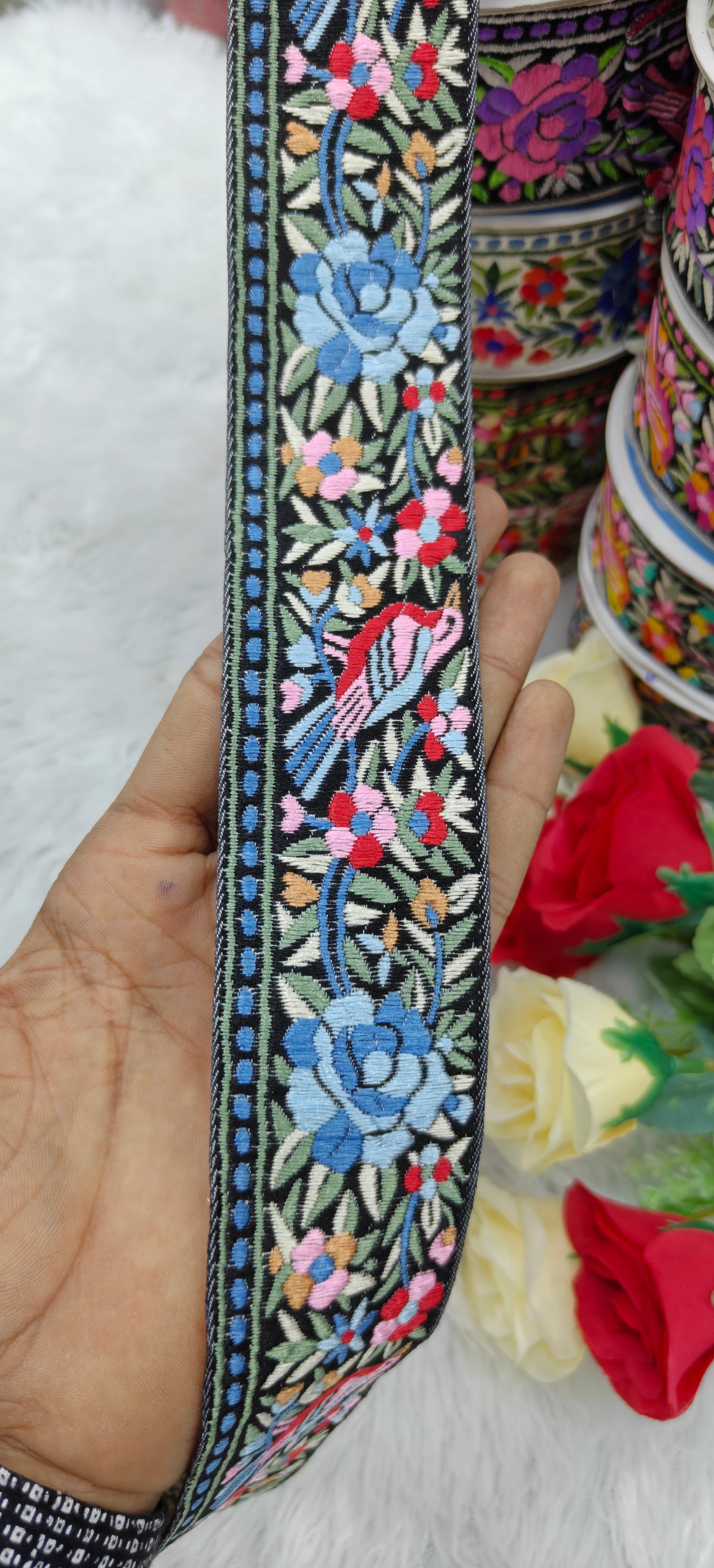 Bird & Floral Embroidered Premium Lace