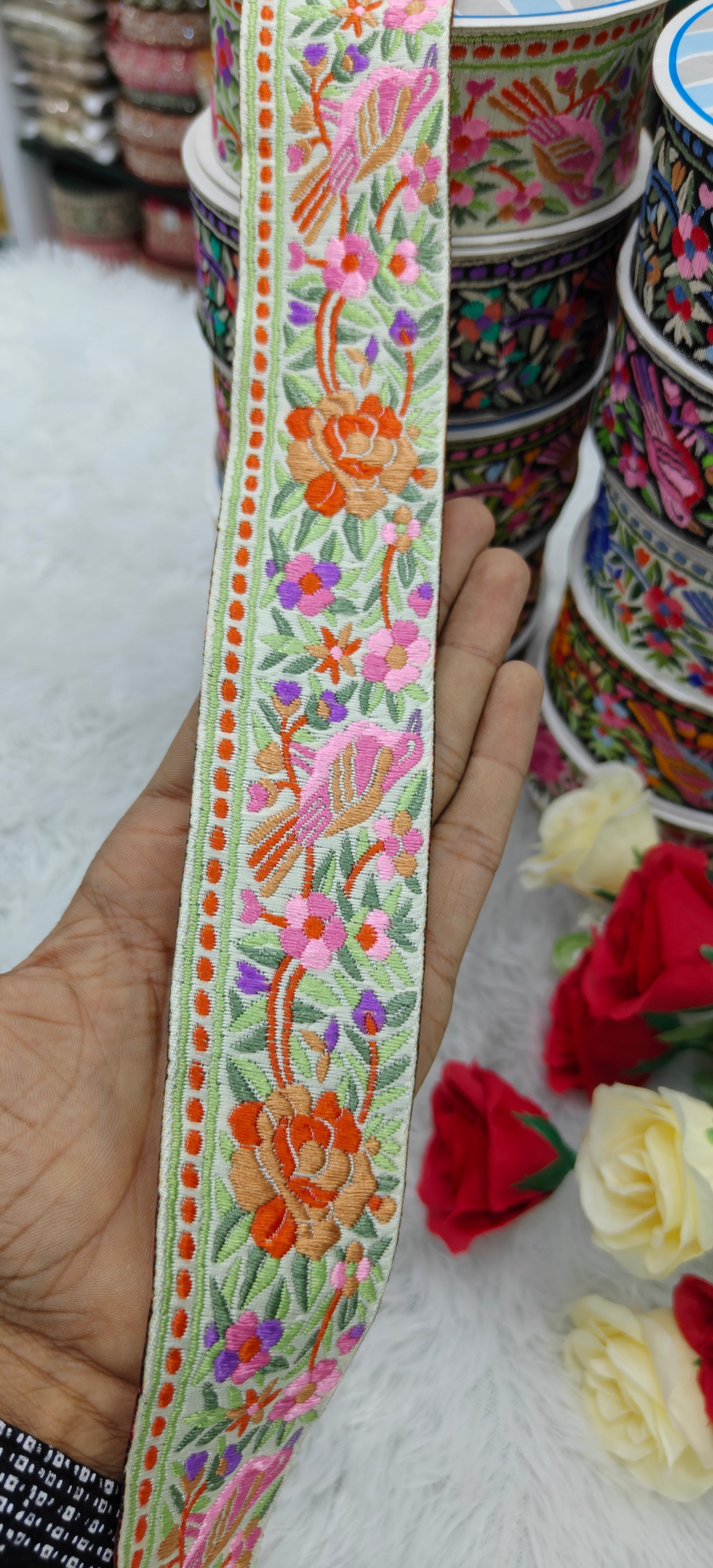Bird & Floral Embroidered Premium Lace