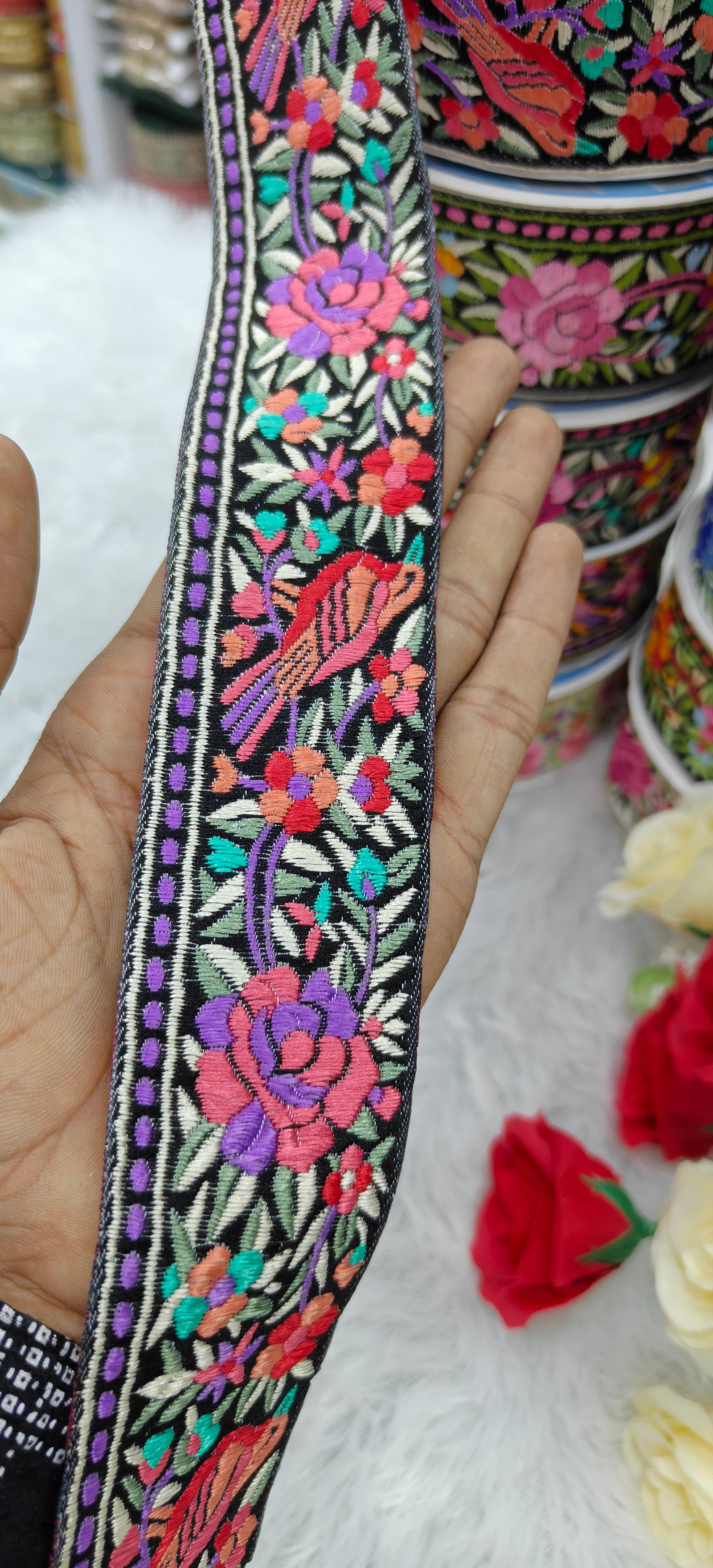 Bird & Floral Embroidered Premium Lace