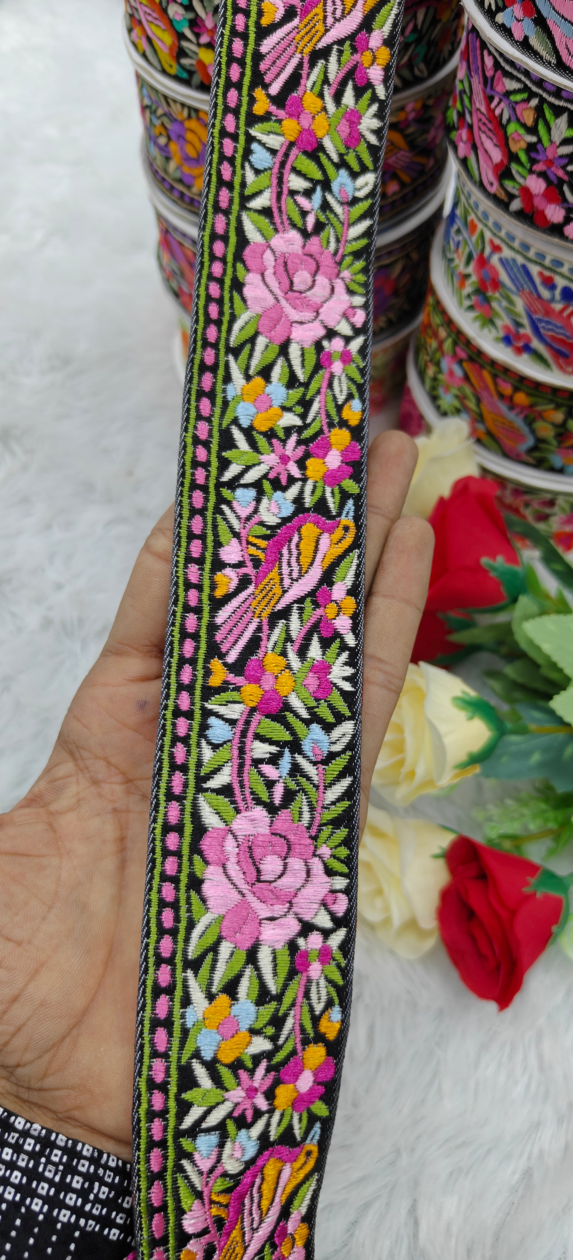 Bird & Floral Embroidered Premium Lace