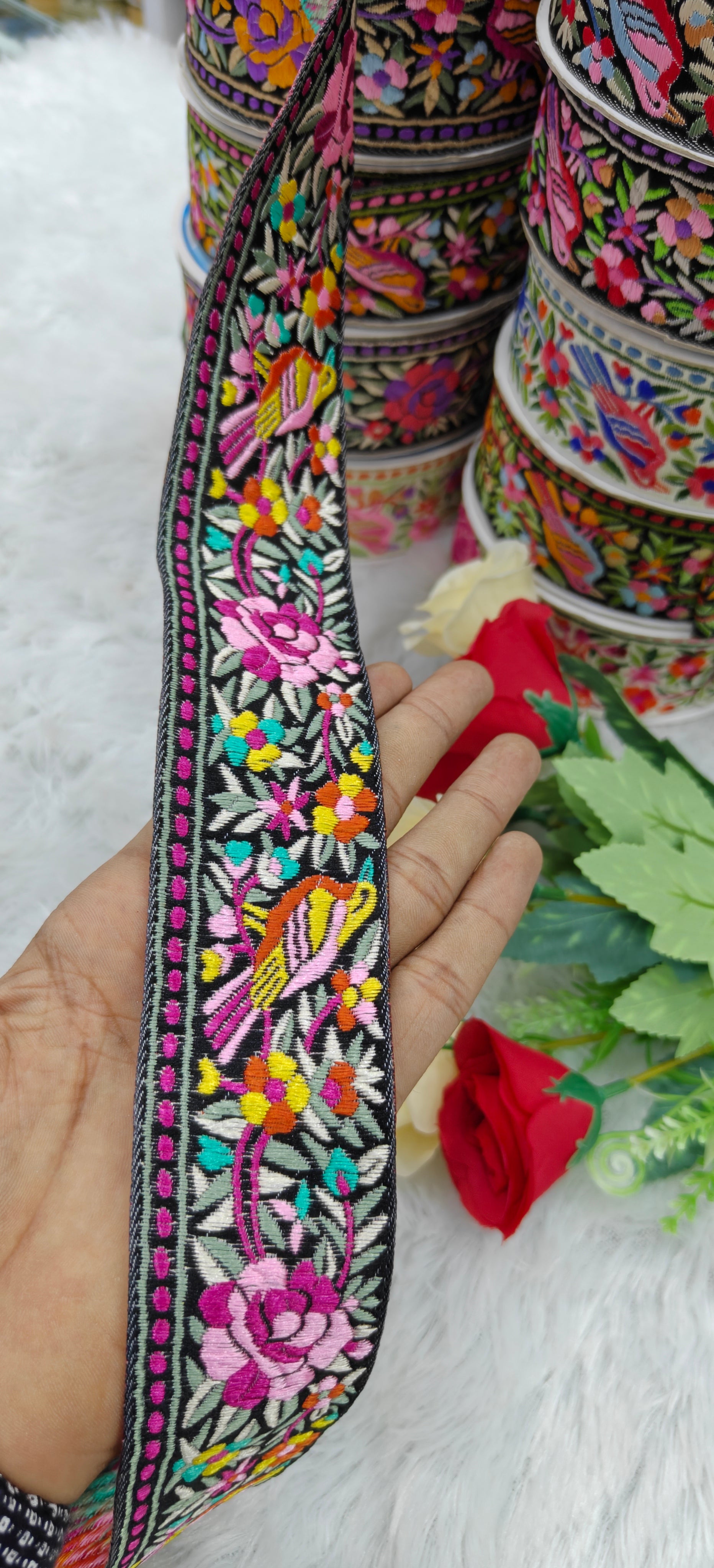 Bird & Floral Embroidered Premium Lace