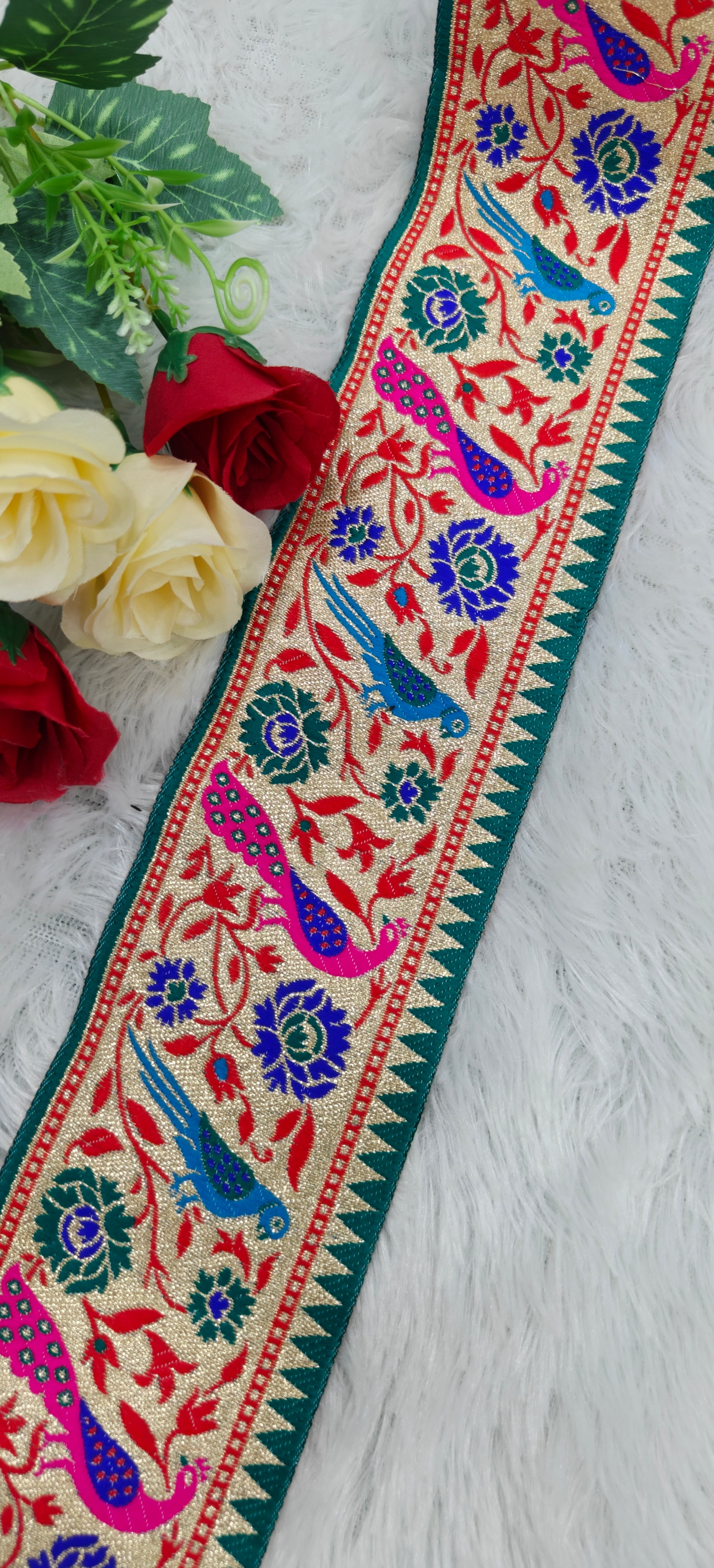Royal Peacock Brocade Lace