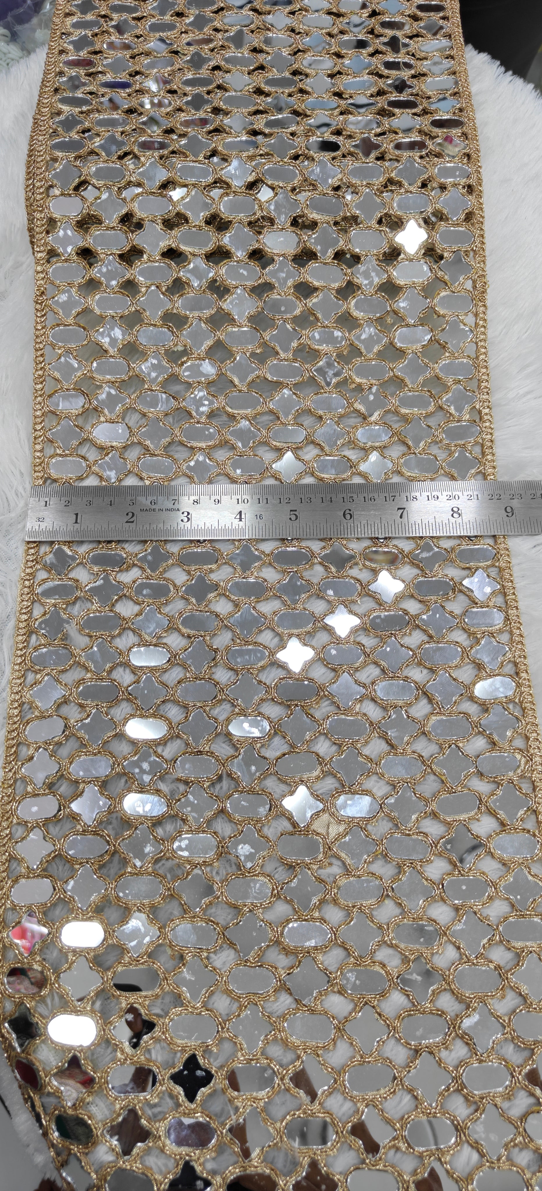 Luxury Geometric Mirror Work Lace
