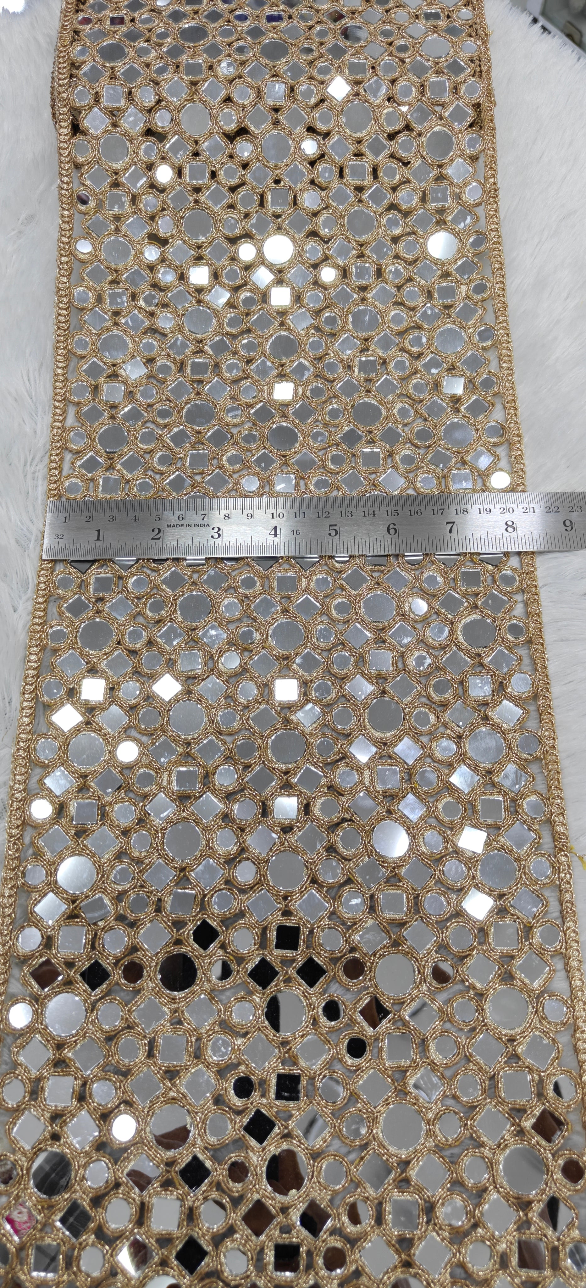 Premium Gold Mirror Work Lace